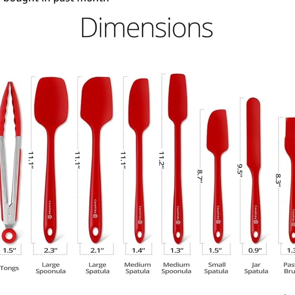 CasaVida Silicone Spatula Set 1piece Seamless Kitchen Bakeware Baking Mixing 8pc
